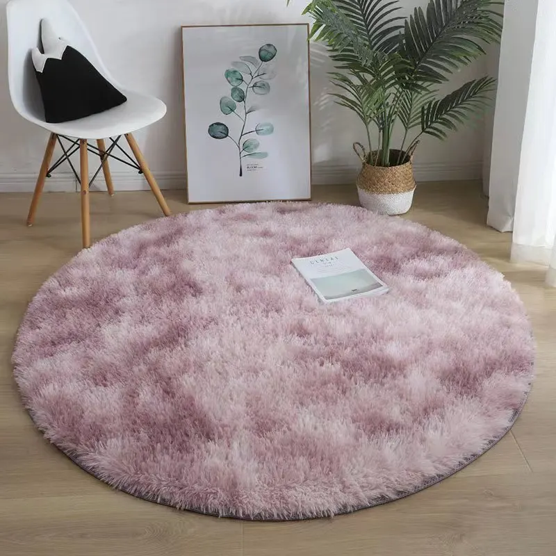 VIKAMA green solid color tie dye silk wool carpet, living room sofa, coffee table mat, round carpet, bedroom bedside carpet