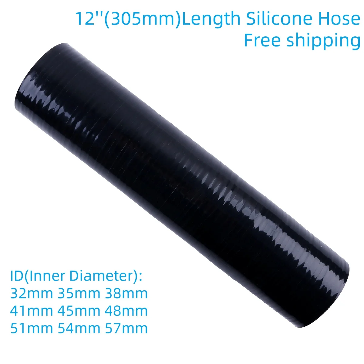 

Black 12" Length Straight General Hose ID 32mm 35mm 38mm 41mm 45mm 48mm 51mm 54mm 57mm Silicone Coolant Intercooler Tube 3PLY