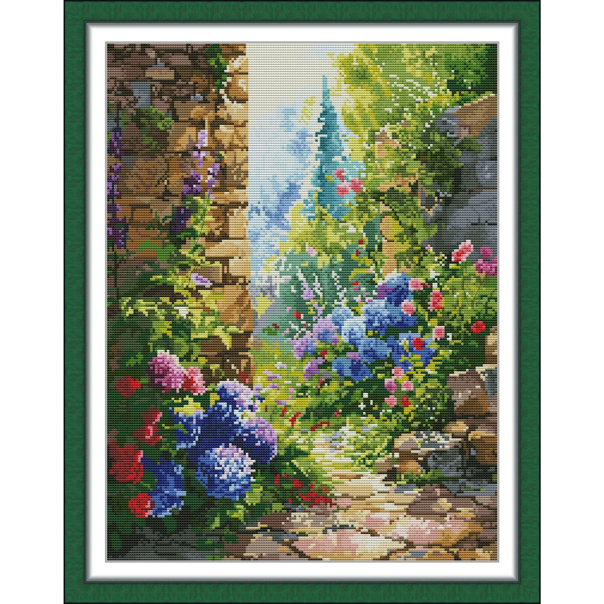 

Soulgift News Набор для вышивки крестом с предварительной печатью, штампованная ткань Aida с нитками DMC, набор для вышивания - уголок сада 6