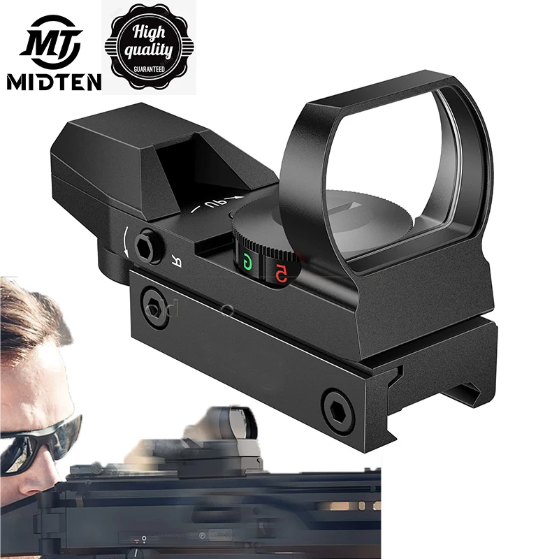 MidTen Riflescope Rifle Hunting Scopes Holographic 1X22X33 Red Green Illuminated Collimator Sight Reflex Sight With 20mm Rail