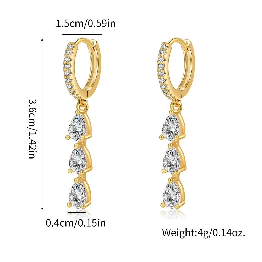 Trendy Tassel Water Drop Zircon Hoop Earrings for Women Geometric Cartilage Earring Piercing Jewelry Gift