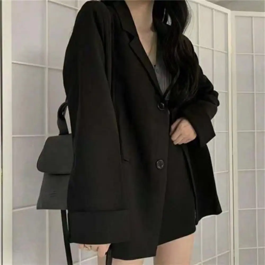 Comfortable Women Suit Jacket Elegant Lapel Suit Coat for Women with Single Breasted Design Lightweight Polyester Material