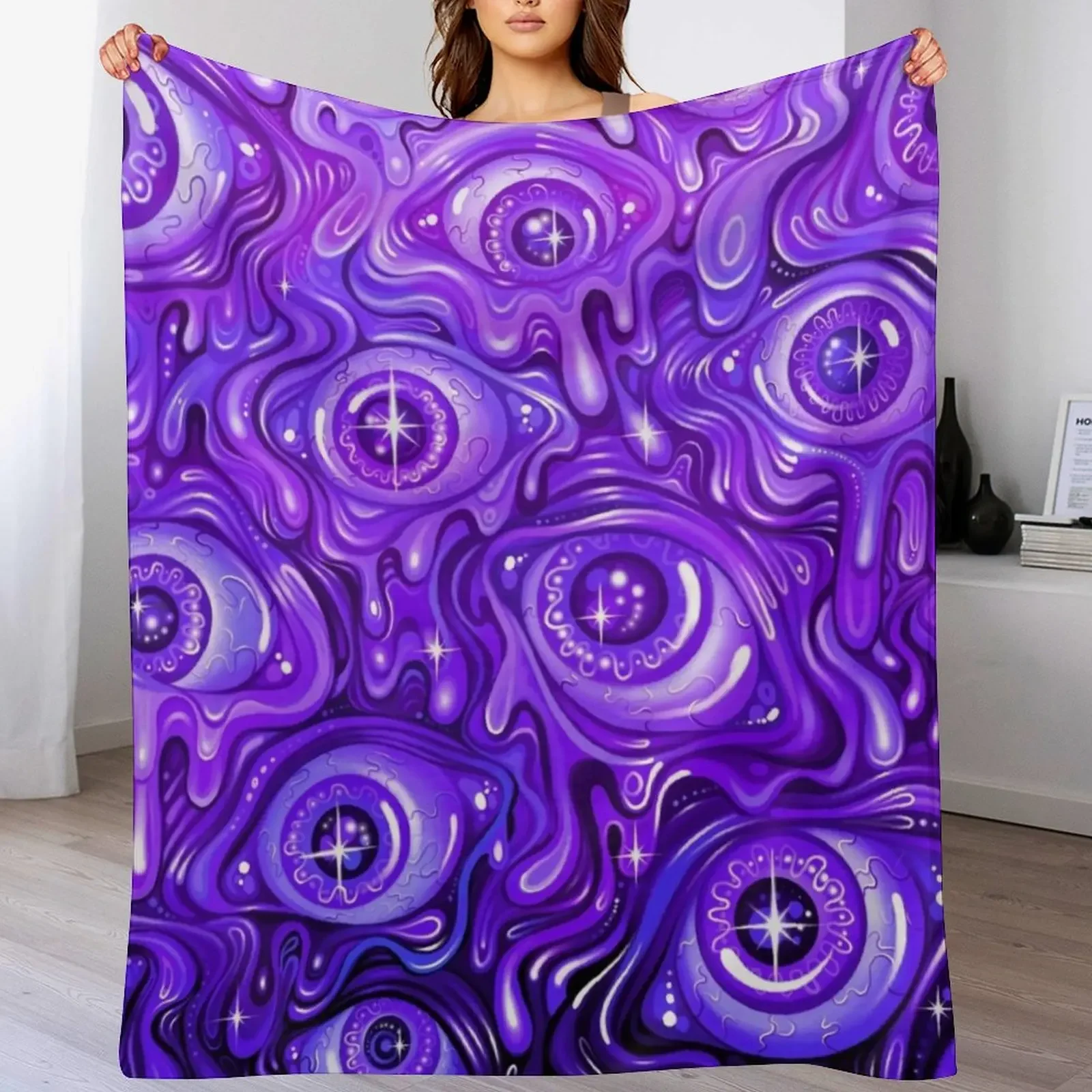 Purple Eyeball pattern Throw Blanket Decorative Soft Throw Blanket for Couch Sofa