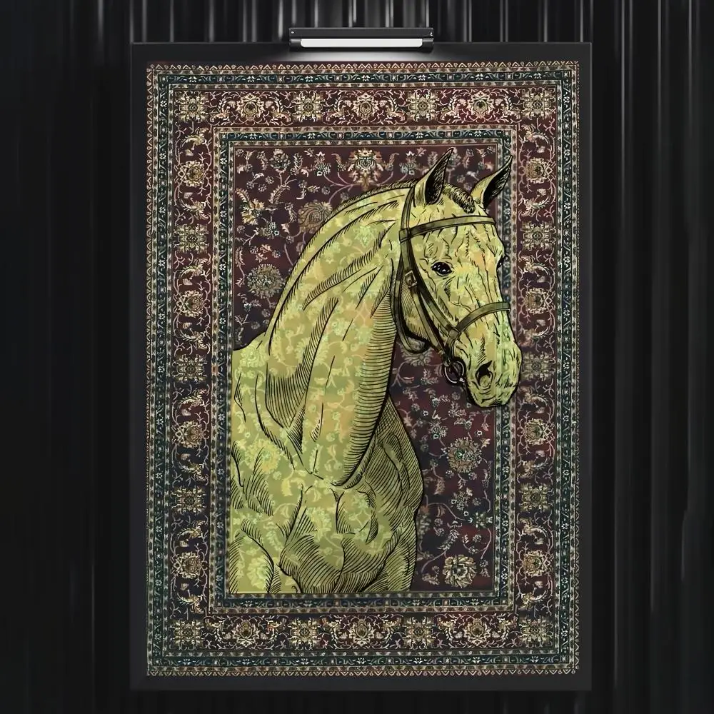 Orientalisches Bohemian-Pferdeposter für Wohnzimmer, Schlafzimmer, Bar, Flur, selbstklebende Wandkunst, wasserfester ästhetischer Druck – Detail 7