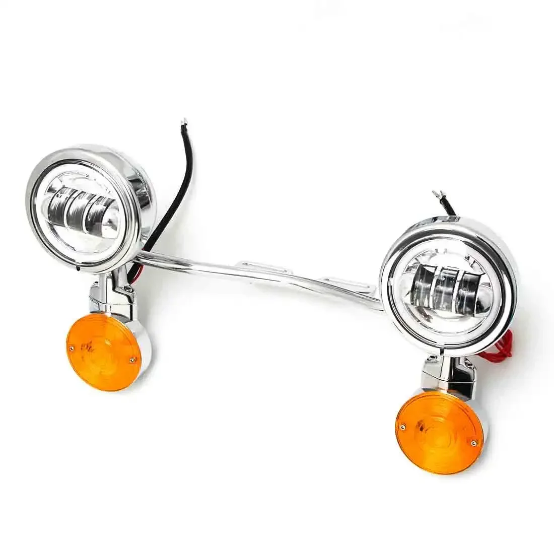 Motorcycle Passing Fog Light Bar Turn Signals Fog Lights Set Chrome Steel For Honda For Suzuki For Kawasaki For Yamaha