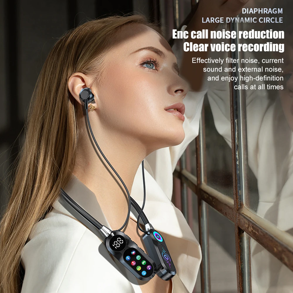 Wireless Bluetooth Neck Hanging Earphones Ear Hanging Stereo SD Card Insertion Sports Music Running Headphone For iphone Xiaomi view 6