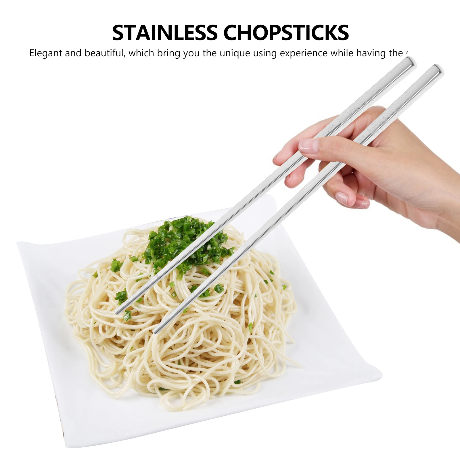 

5 Pairs Stainless Steel Chopsticks Reusable Dishwasher Safe Lightweight Portable Easy Clean Pattern Surface Household Storage