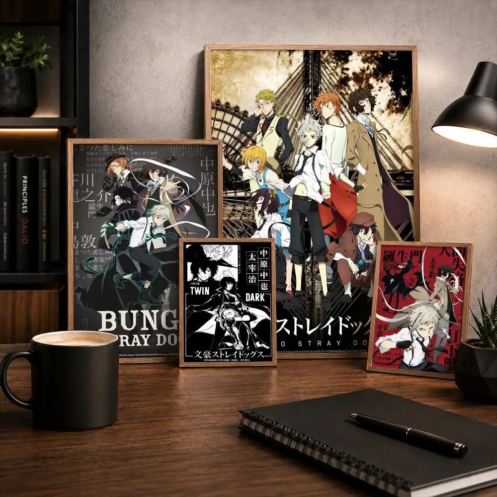B-Bungo S-Stray Dogs Poster Wall Art Poster Sticker For Living Room Bar Bedroom Home Decoration