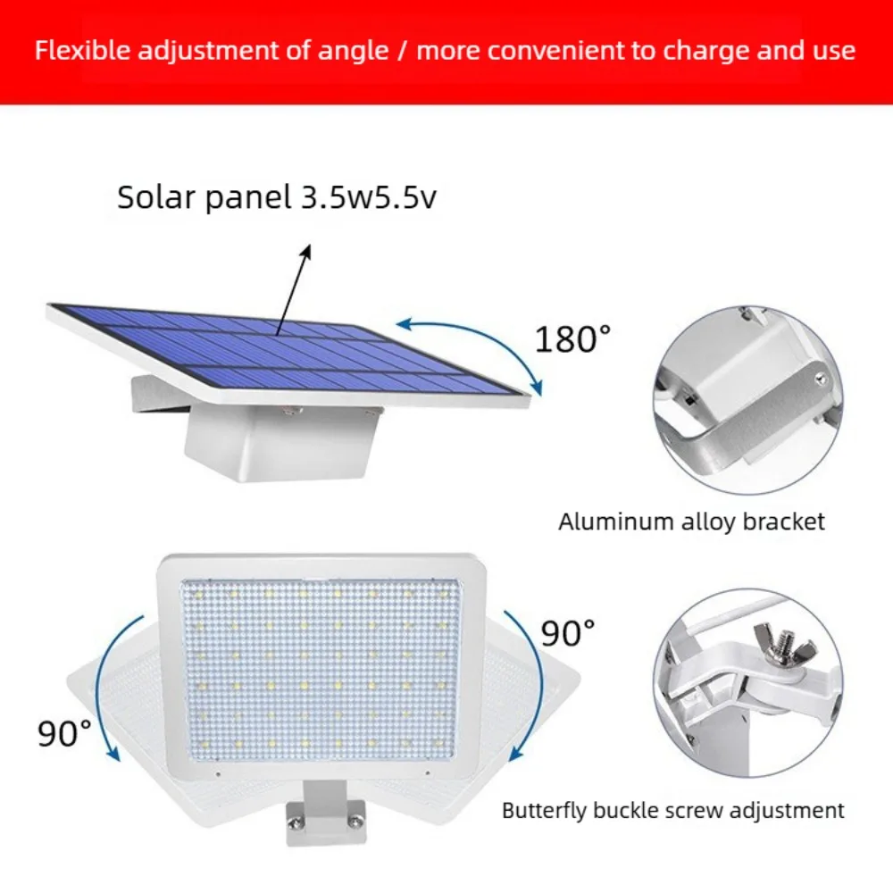 Solar Outdoor Light 18W Solar Street Light 6500K Dusk To Dawn with 10' Cable IP65 Waterproof 5500mAh for Porch Patio Yard Garage