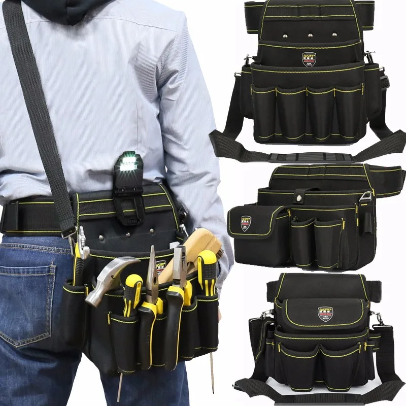 Electrical Worker's Waist Bag High-altitude Waist Harness Men's Canvas Cross-body Multi-functional Portable Packaging Tool Bag
