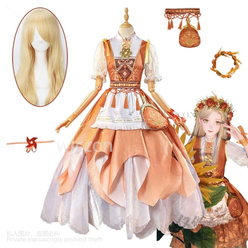 

Anime Game Infinity Nikki Cosplay The Wind Of The Hometown Costume Orange Uniform Dress Lolita Suit Wig For Halloween Customized