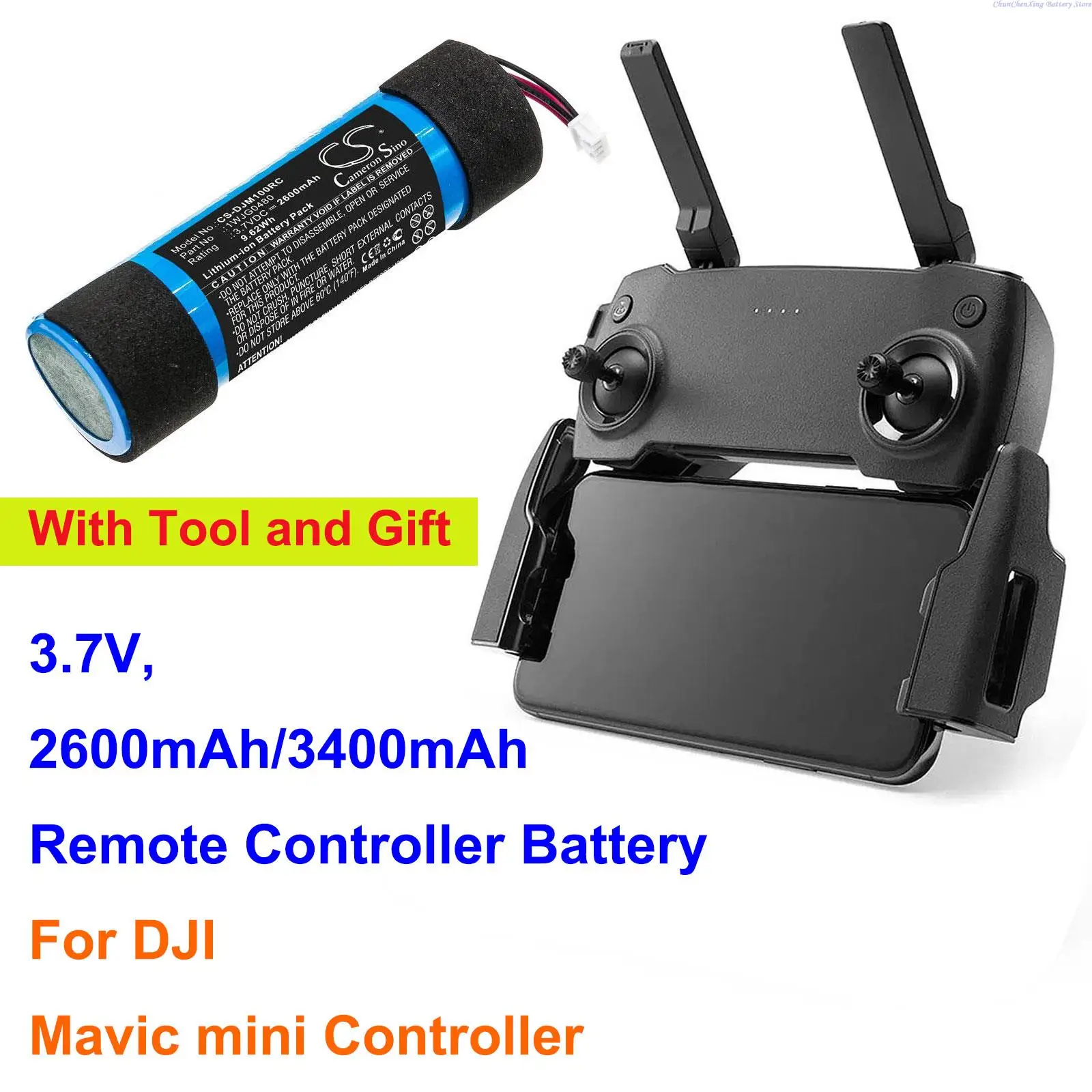 Cameron Sino 2600mAh/3400mAh Remote Controller Battery for DJI Mavic mini Controller