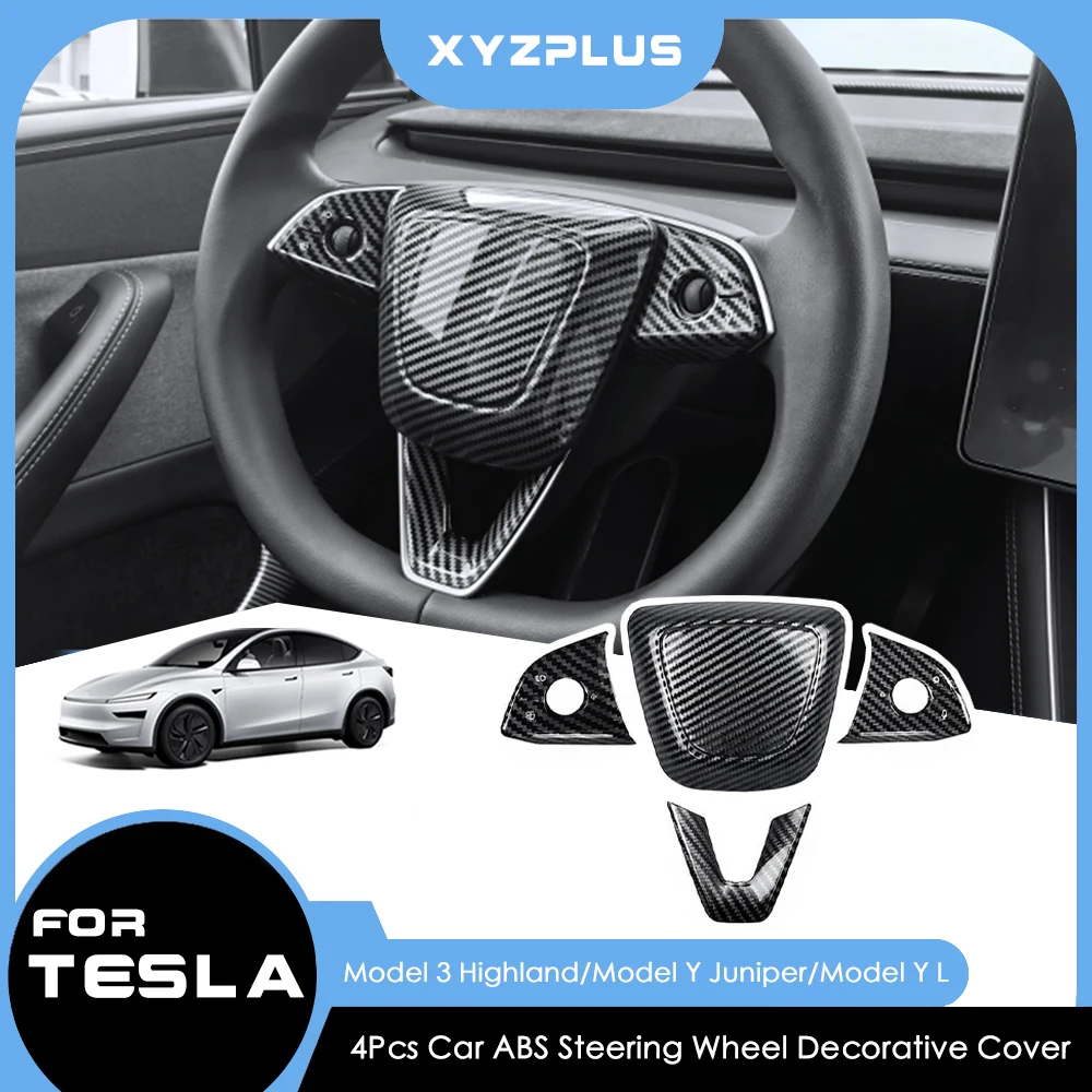 

Car ABS Steering Wheel Panel Decoration Cover Sticker For Tesla Model 3 Highland Model Y Juniper Model Y L 2026 Accessoires