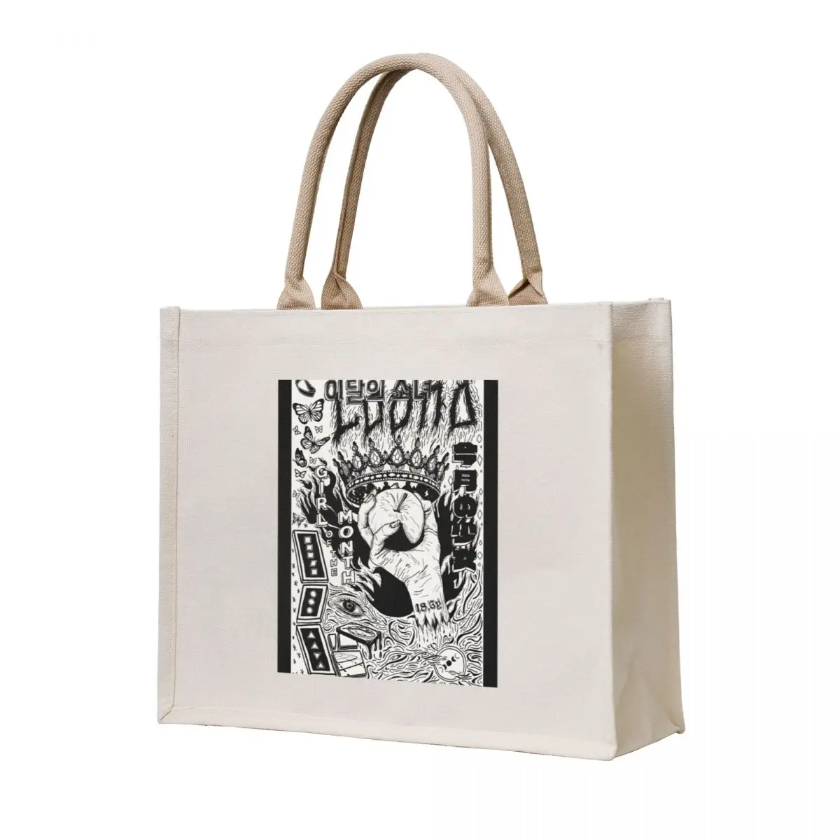 

LOONA Black and White Tote Bag tote bags men tote bag men's Women's handbag canvas bags