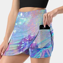 Sparkly Rainbow Holographic Pattern Women's skirt Y2K Summer Clothes 2022 Kpop Style Trouser Skirt With Pocket Holographic