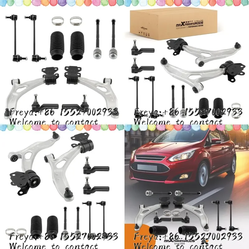 Suspension 12x Front Control Arms Ball Joints Tie Rods End Kit for Focus/C-MAX 2012-2018