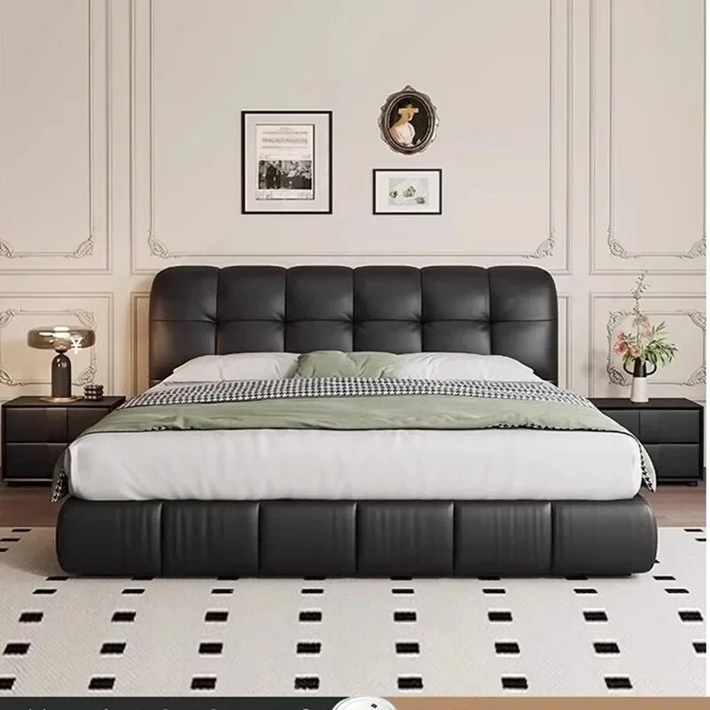 +Salon Wood Frame Bed Modern Headboard Designer Bedframe King Size Double Bed Bedroom Postmodern Japanese Cama Trendy Furniture