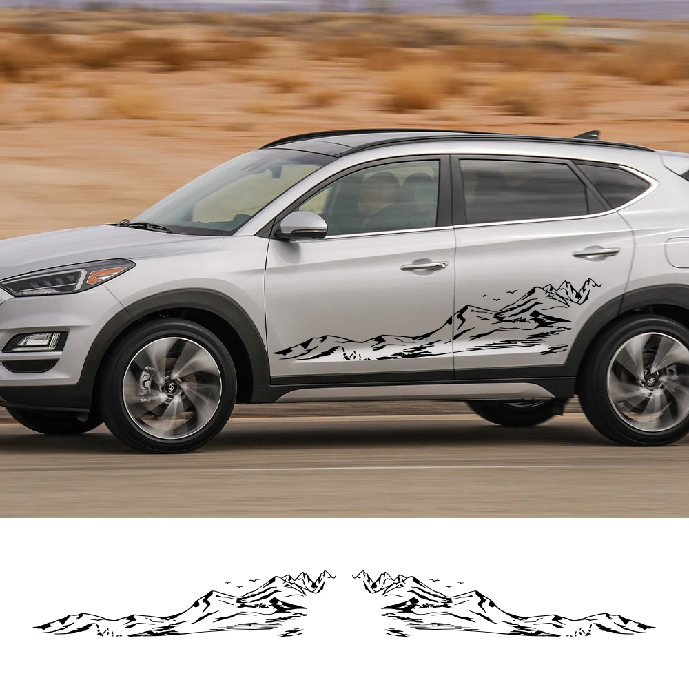 Car Door Side Stickers Mountain Graphics Vinyl Film Decor Decals Auto External Tuning Accessories For Hyundai Tucson 2017-2023