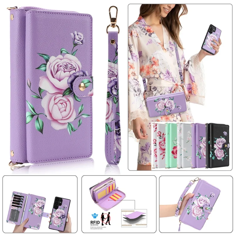 Lanyard Leather Wallet Phone Case for Samsung Galaxy S26 Plus S25 Ultra S24 S23  2 IN 1 Detachable Cards Holder Funda Cover Bag