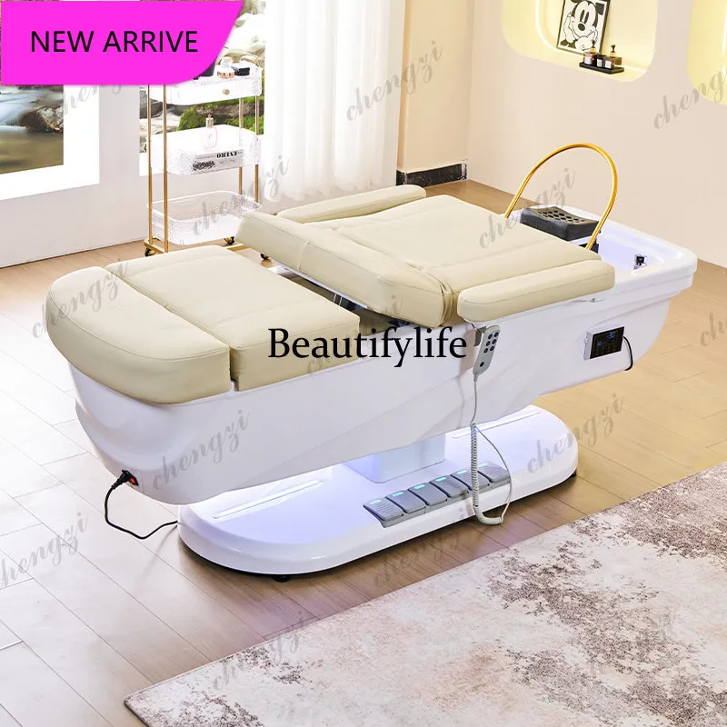 A68Electric Lifting Hair Therapy Shampoo Bed Water Circulation Fumigation    Massage Foot Therapy, Foot Bath Beauty Salon