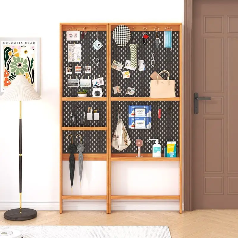 

Solid wood ultra-thin hole board rack living room bathroom entrance narrow storage small apartment