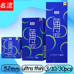 3/10/30PCS Condoms Ultra Thin 52mm Lubricated Natural Latex Men Penis Sleeve Health Safer Sex Products Adult Toys for Couples