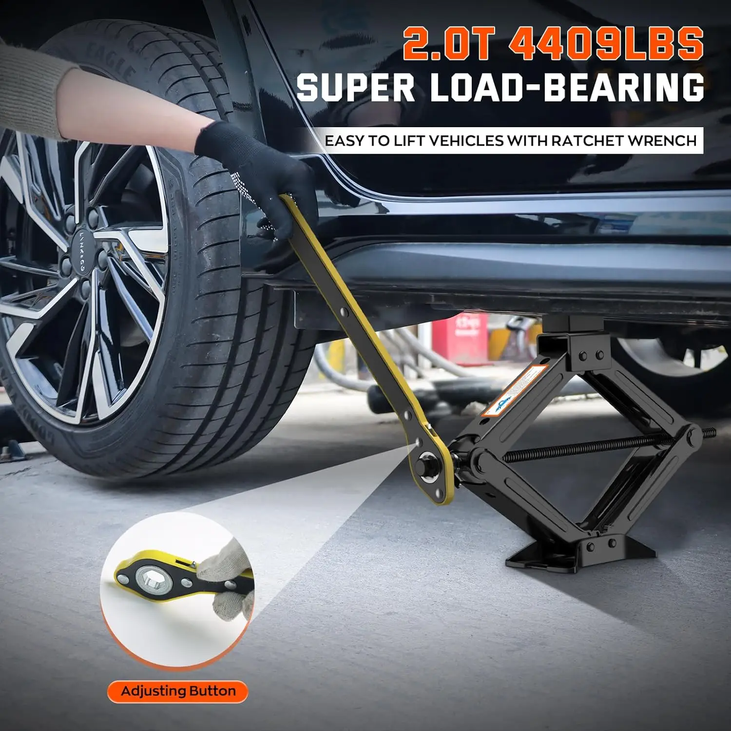 Kit universal de cric para carro de tesoura de 2 toneladas com chave de talão para SUV/MPV