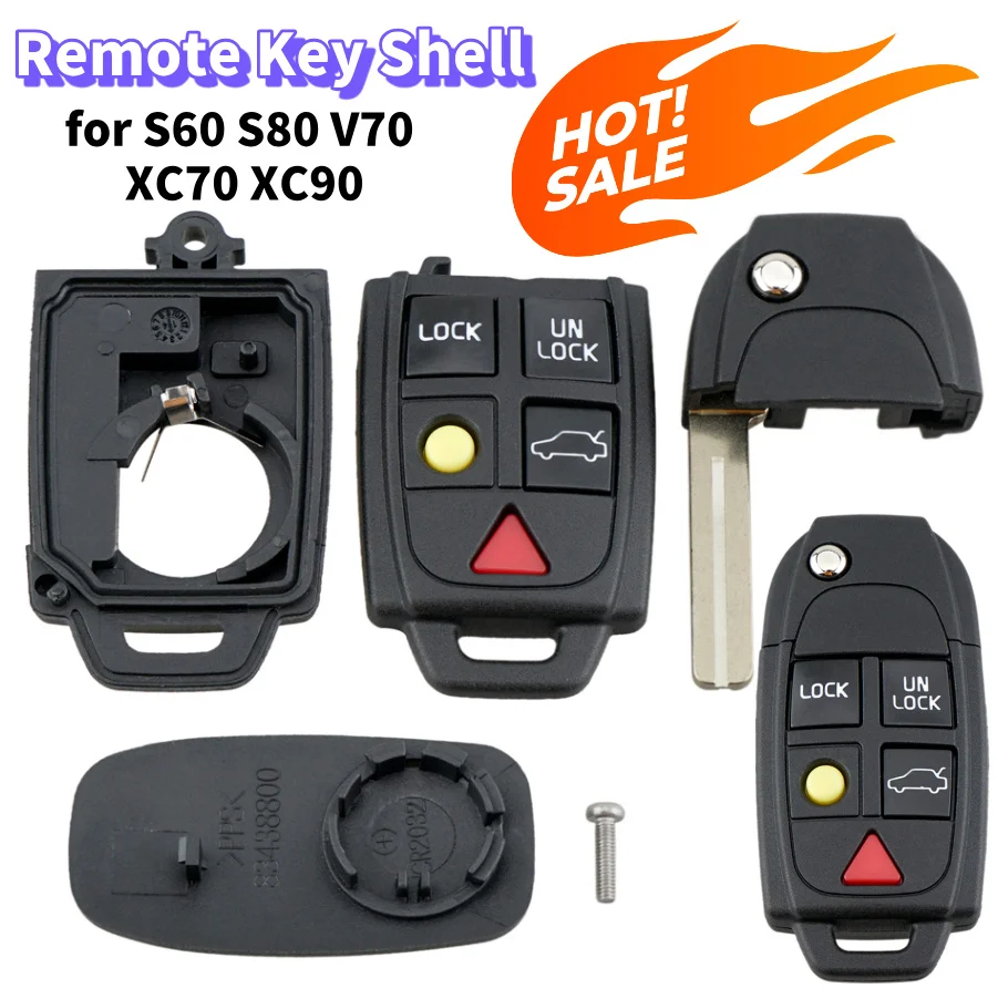 

Car Remote Key Fob Case for Volvo S60 S80 V70 XC70 XC90b Remote Cover Protector Car Remote Key Cover Holder Replacement Black