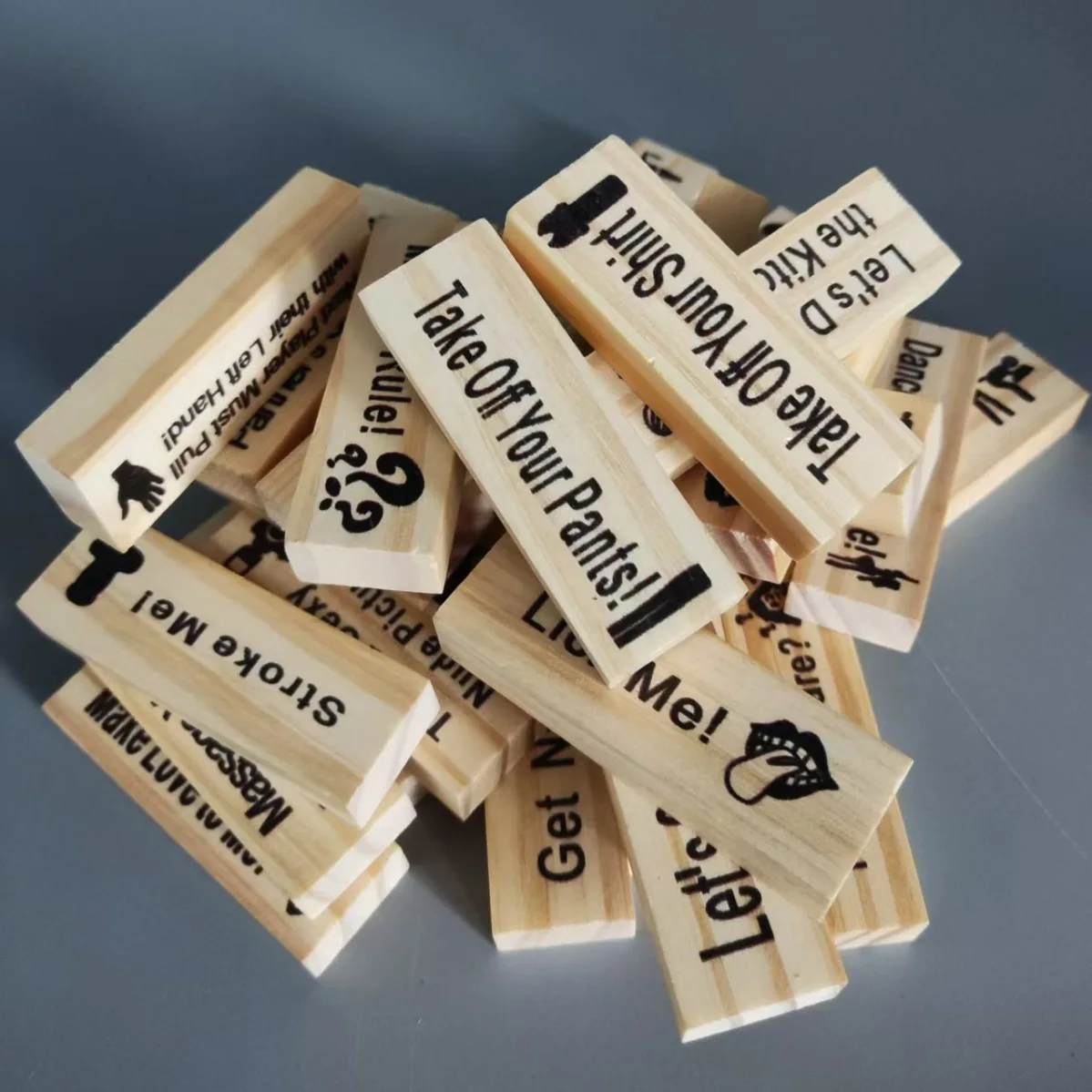 48PCS Block Tower Game Couple Activities Date Night Fun Ideas Valentine Wooden Stacking Blocks Perfect for Couples Night Party