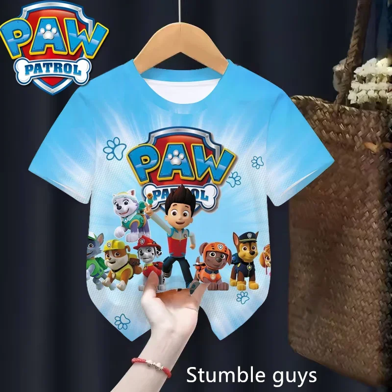 طفل تي شيرت للبنين بنات أطفال قمصان طفل قصير الأكمام باو باترول تي شيرت مطبوع طفل ثلاثية الأبعاد الكرتون سونيك المحملة القمم الملابس