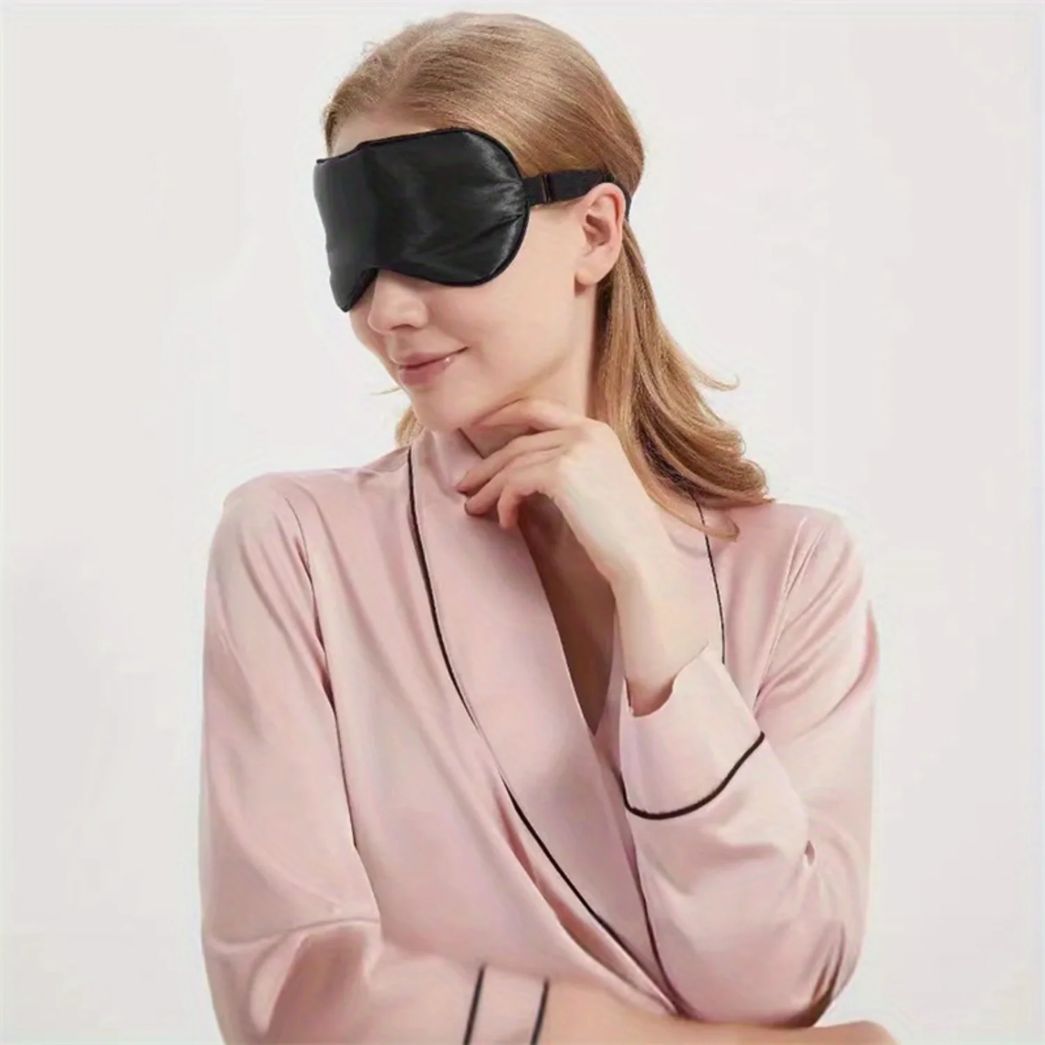 Bedroom Smooth Black Ultra Soft Blindfold Full Night Sleep No Pressure Eye Mask