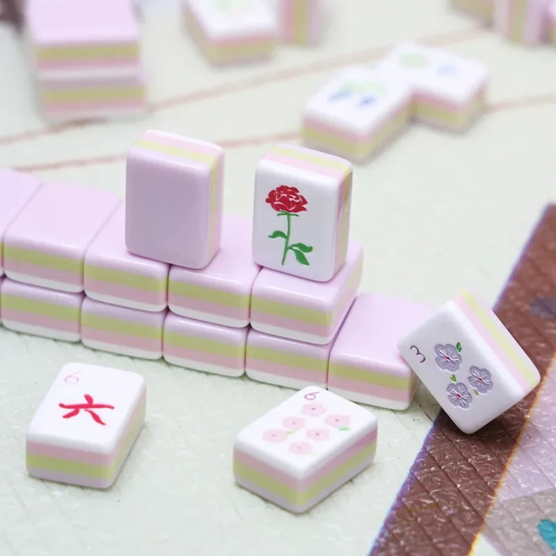 Purple‑Pink 4‑Layer Laminated Acrylic American Mahjong Tiles 160Pcs, Mah Jongg Game Tiles with Portable Storage Bag