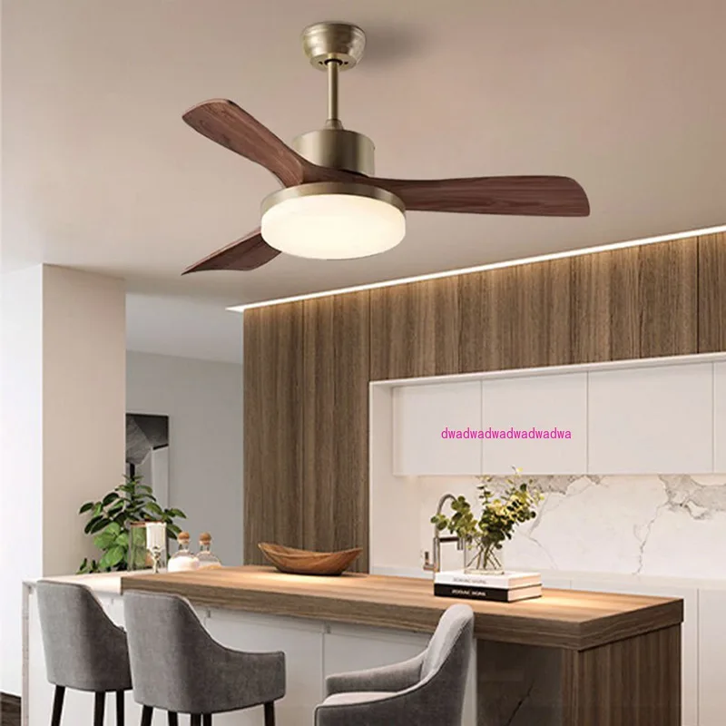 New Chinese living room fan light household solid wood retro bedroom