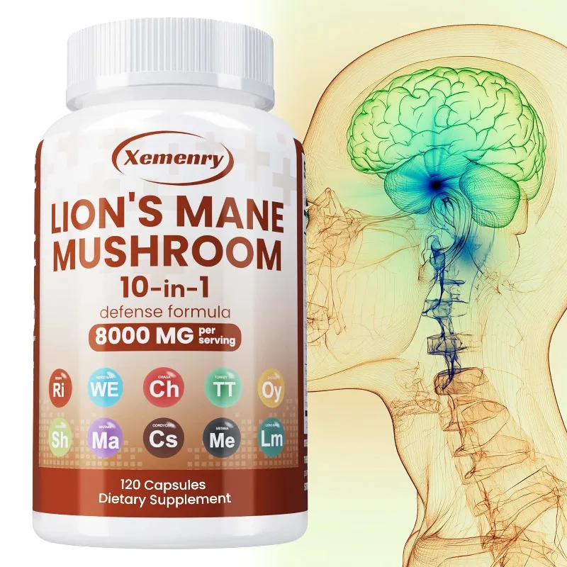 Lions Mane Supplement Capsules - for Brain Support and Immune Health, Focus, Mental Clarity & Cognition, Non-GMO Supplements