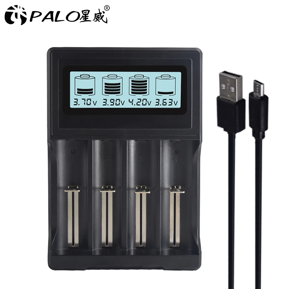 

PALO 3.7V 18650 Charger Li-ion Battery USB Independent Charging Portable 18650 18500 18350 16340 14500 Battery Charger