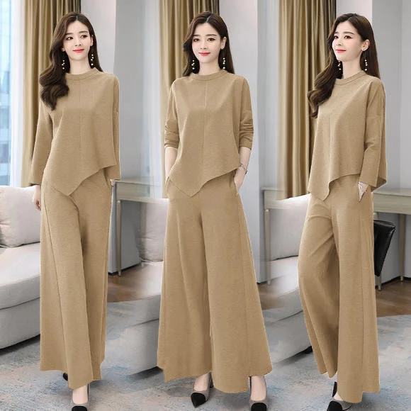 Spring 2024 Women's Casual Sporty Two-Piece Set Elegant Style Long Sleeve round Neck Overhead Long Pants Special Sale Item