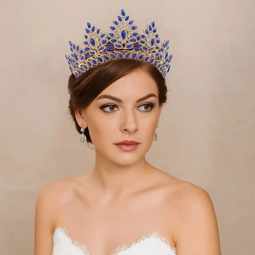 

Luxury Baroque Queen Tiaras Sparkling Elegant Alloy Princess Crown Vintage Dazzling Rhinestone Pageant Diadem Birthday Party