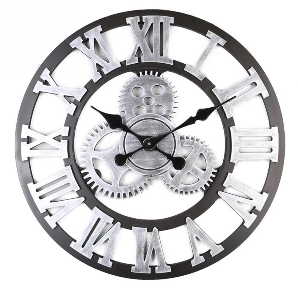 

1PC Creative 3D Gear Wall Clock Retro Fashion Wall Decorative Hanging Clock Art Decor for Home Office Living Room Bedroom (Silve