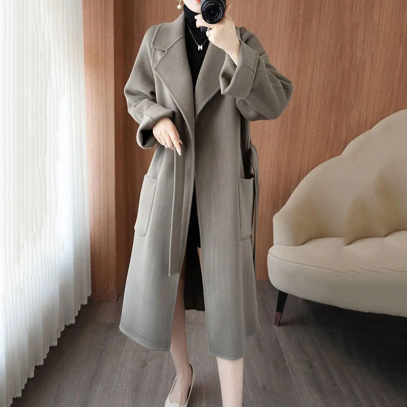 Female Overcoat Autumn Winter Fashion Women's Woolen Coat 2024 New High Quality Double-Faced Cashmere Women's Woolen Coat H108