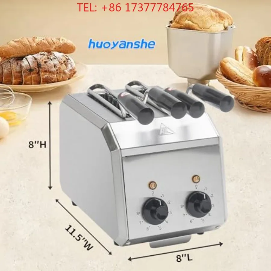 2 Slice Toaster Stainless Steel 2-Slice Wide Slot 600W per Slot Energy Efficient SUS 304 Tongs 8-Minute Timer Removable Crumb