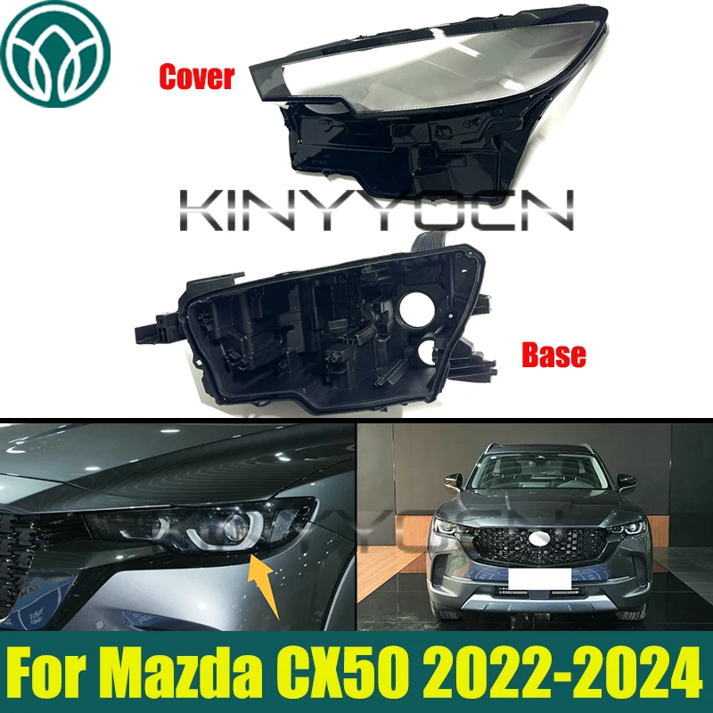 Front Headlight Base CoverFor Mazda CX50 2022 2023 2024 Car Headlight Lens shell  Headlight Back House Replacement