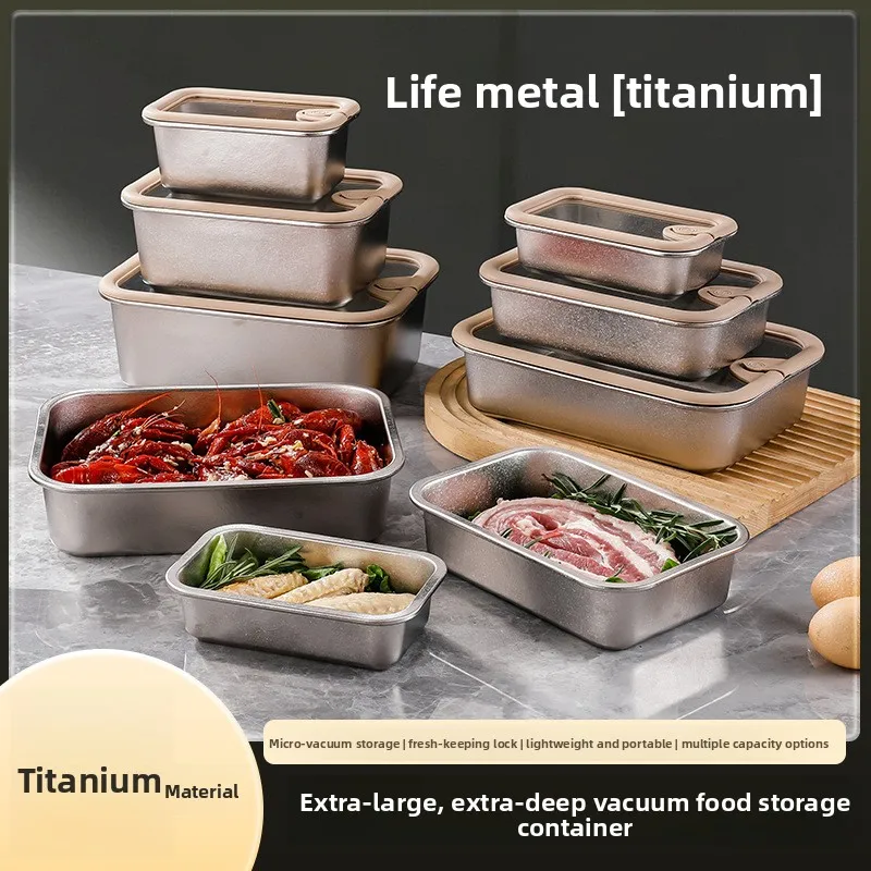 Pure titanium fresh-keeping box with glass cover Multi-specification bento Sealed Foodrefrigerator sub-packaging storage box set