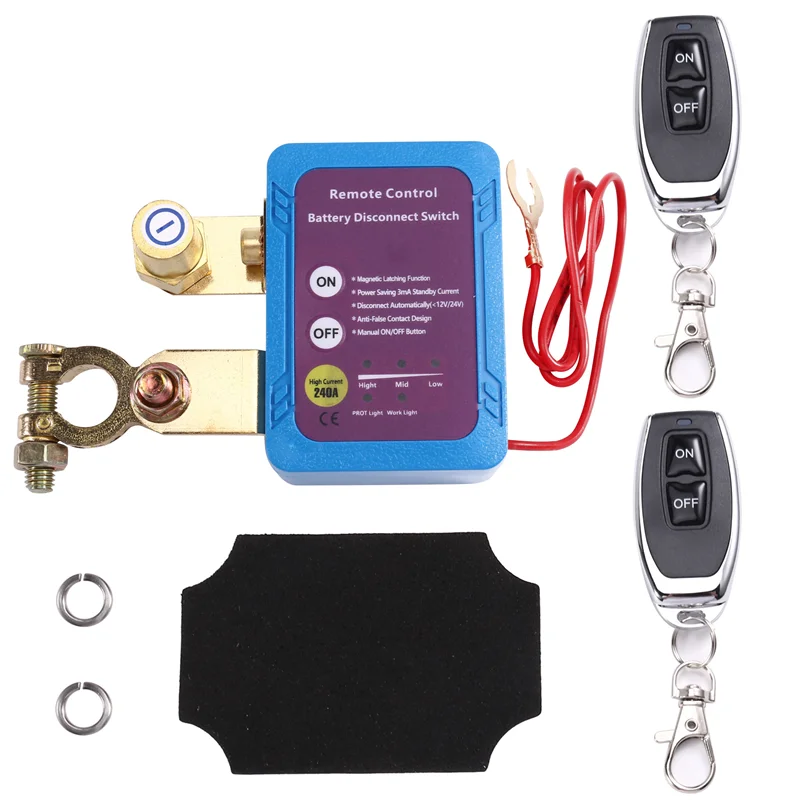 

Remote Control Battery Disconnect Switch 12V/24V 240A Automatic Power-Off For Car For Boat Use