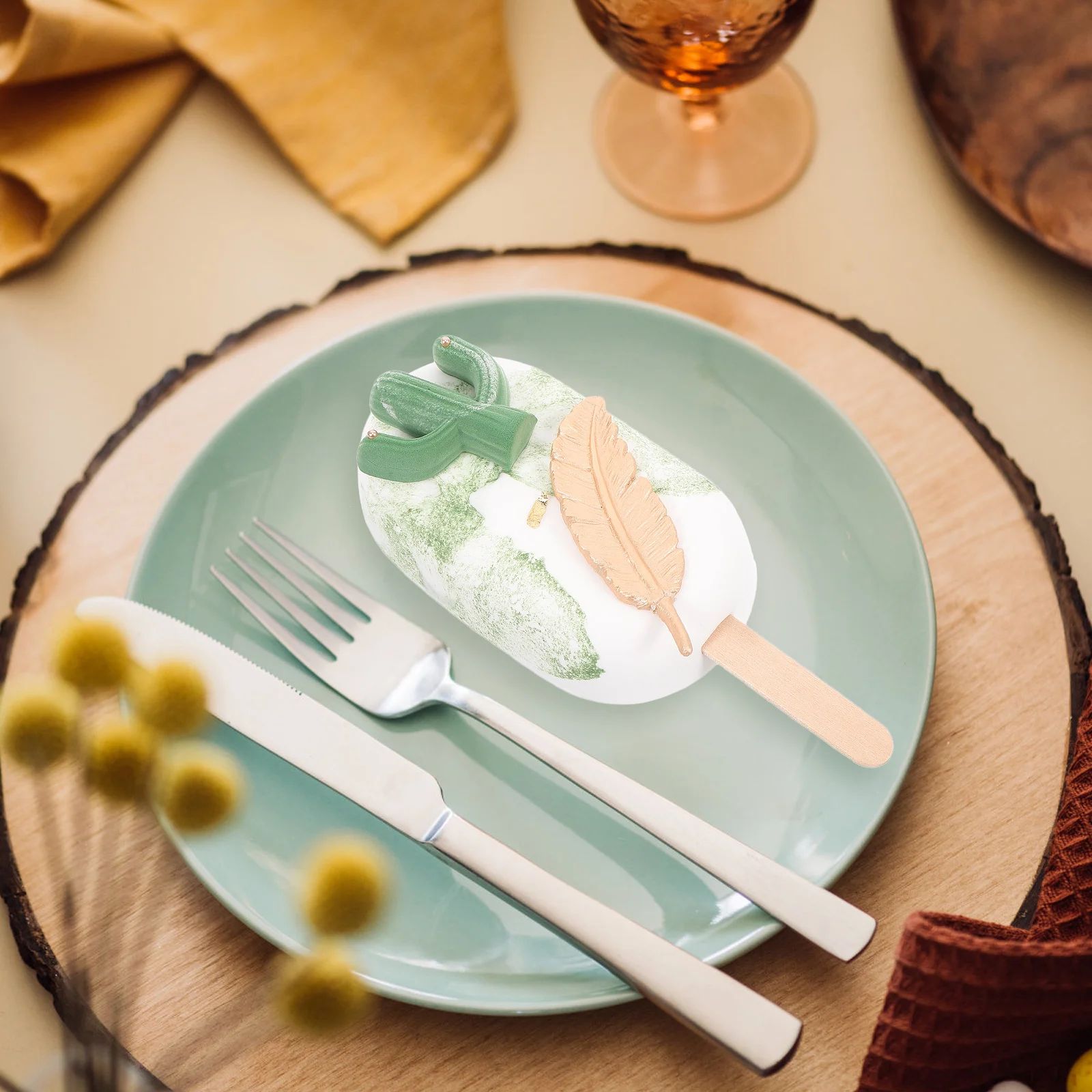 

Simulated Cactus Popsicle Artificial Ice Cream Display Model Realistic Desserts Fake Food
