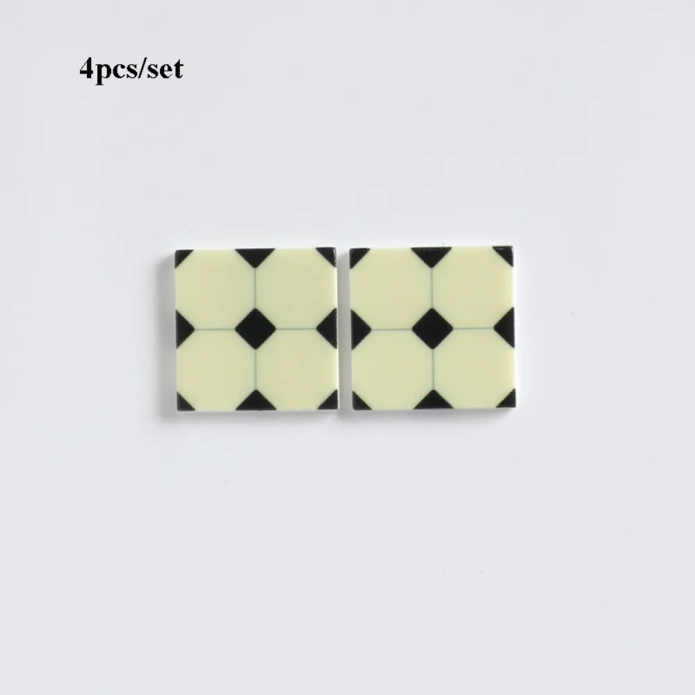 4pcs/set 1:12 Scale Miniature Dollhouse Flooring Mini DIY Dollhouse Spliced Flooring 58X58x3mm Solid Wood Floor Tiles