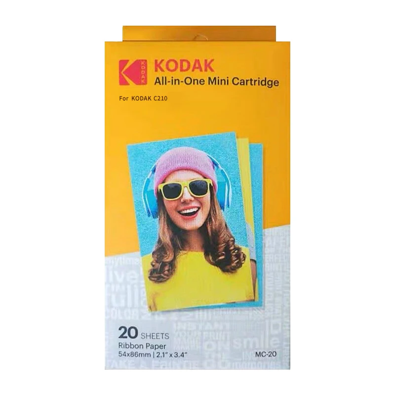 10-100 Sheets Kodak Mini 2/Shot All-in-One Ink Cartridge Set Kodak C210 Dedicated Printing Paper Mobile Phone Photo Paper