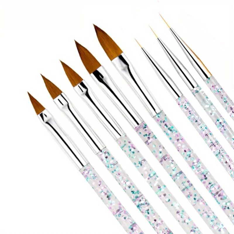 3/8 pezzi set di pennelli per nail art a strisce francesi punte per disegno a tratteggio pennelli per pittura su gel UV strumenti per manicure