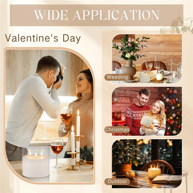 2025 Nieuw-Extra Grote 6 "X 6" Vlamloze Kaarsen-3 Lont Glas Ontwerp Met Afstandsbediening & Timer Functionaliteit Ideaal Voor Thuis Parti