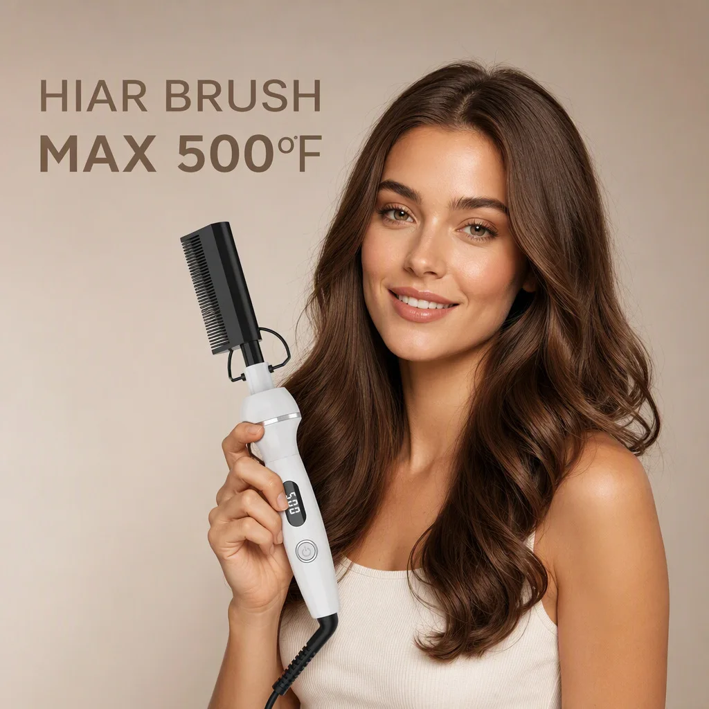2-In-1 Electric Copper Heating Comb, Multifunctional Beard Straightener, Home Hair Straightening Curling Styling Tool