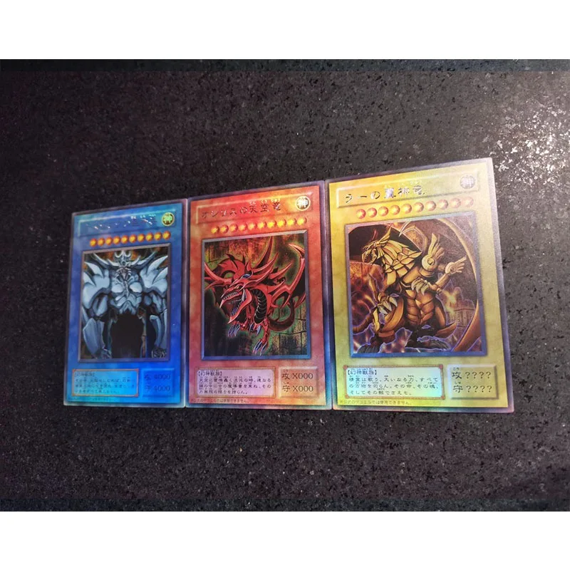 Cartão Anime ACG para meninos, jogo Yu-Gi-Oh, carta de batalha, presente de Natal e aniversário, deus egípcio, brinquedos colecionáveis
